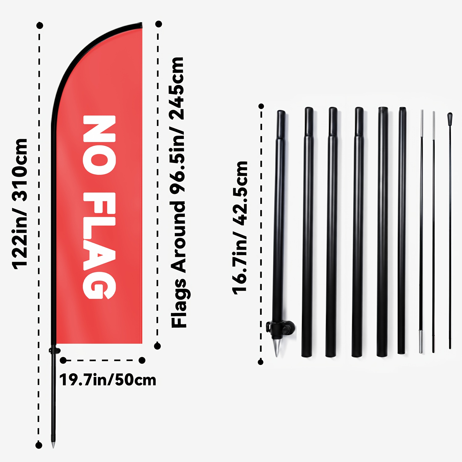 TEMU Kit de mât pour drapeau de 8,2 pi, mât de bannière en aluminium, support d'affichage portable et léger pour 2 drapeaux plumeaux de 8,2 pi, idéal