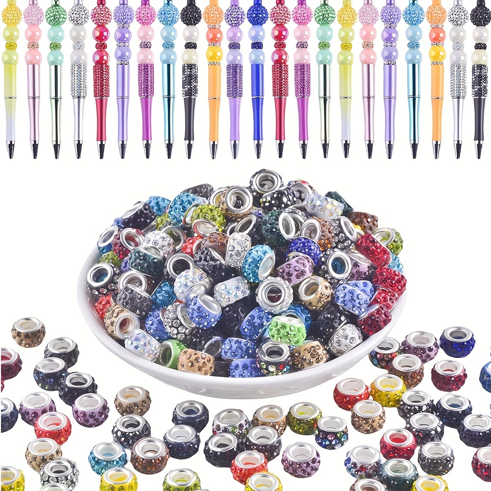 

80pcs Rhinestone Large Hole Spacer Beads Assortment – Multicolor 12mm Beaded Charms For Pen Making, Jewelry Crafting, Keychain Creation