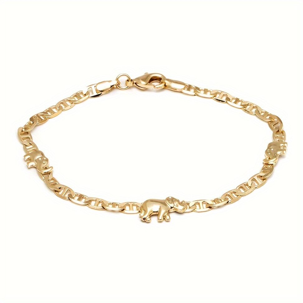 

18k Golden Plated Flat Pier Elephant Women's Anklet