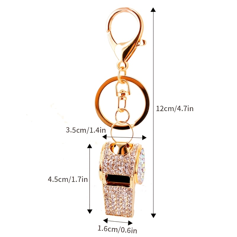 TEMU Prachtig kristallen fluitje, met strass-steentjes ingelegd scheidsrechtersfluitje/sleutelhanger, tasbedeltje, met strass-steentjes gemaakt
