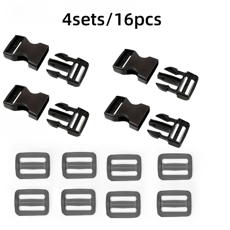 TEMU 4 Sets Of 16 Sliding Clips, Quick Release Plastic Clips, And Quick Release Clips, Designed Specifically For Black Nylon Sail Straps, With Double