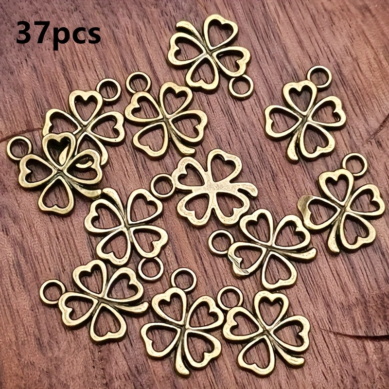 E-shop 37 Stück Vierblatt-Klee-Anhänger, Schmuckzubehör im Bohemian-Stil für die Herstellung von handgefertigten Armbändern, Halsketten und Ohrringen,