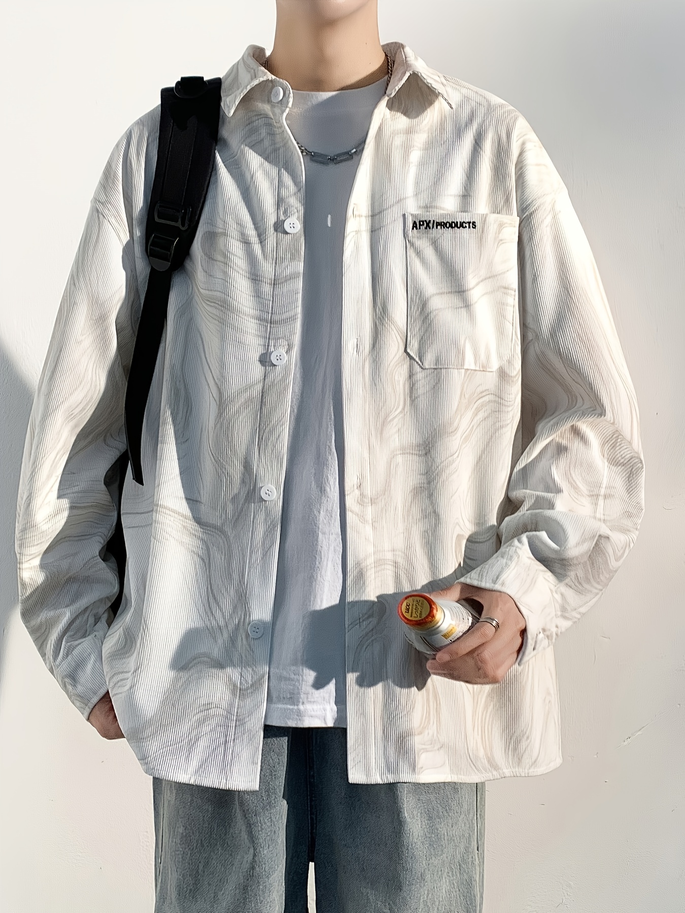 mens long sleeve shirt feel featuring a - Temu Oman