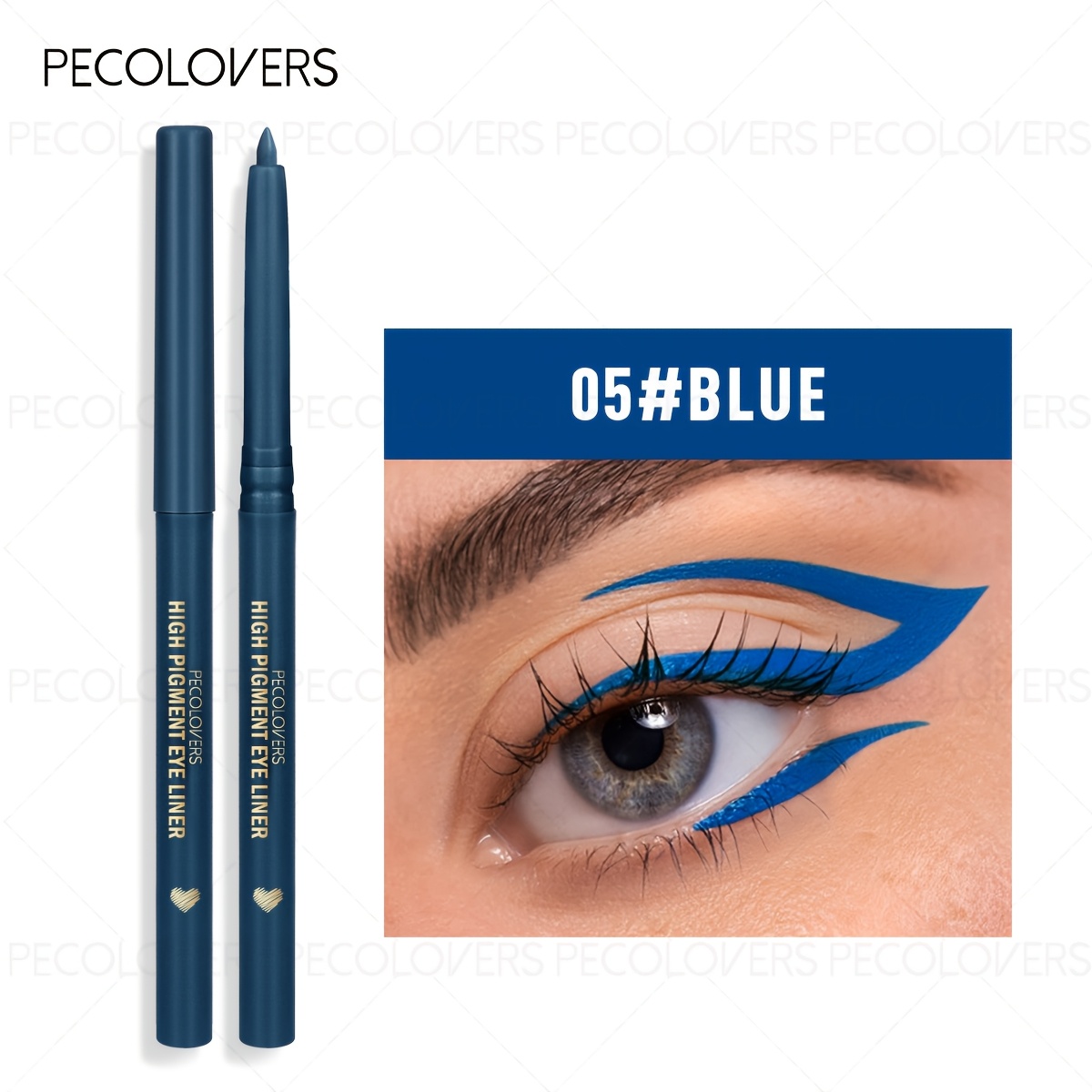 Image of 1pc Long-lasting Waterproof Blue Eyeliner Pencil - , Sweat-resistant, Easy To Apply, Quick-dry, More Vibrant Colors For , Stylish Eye Makeup