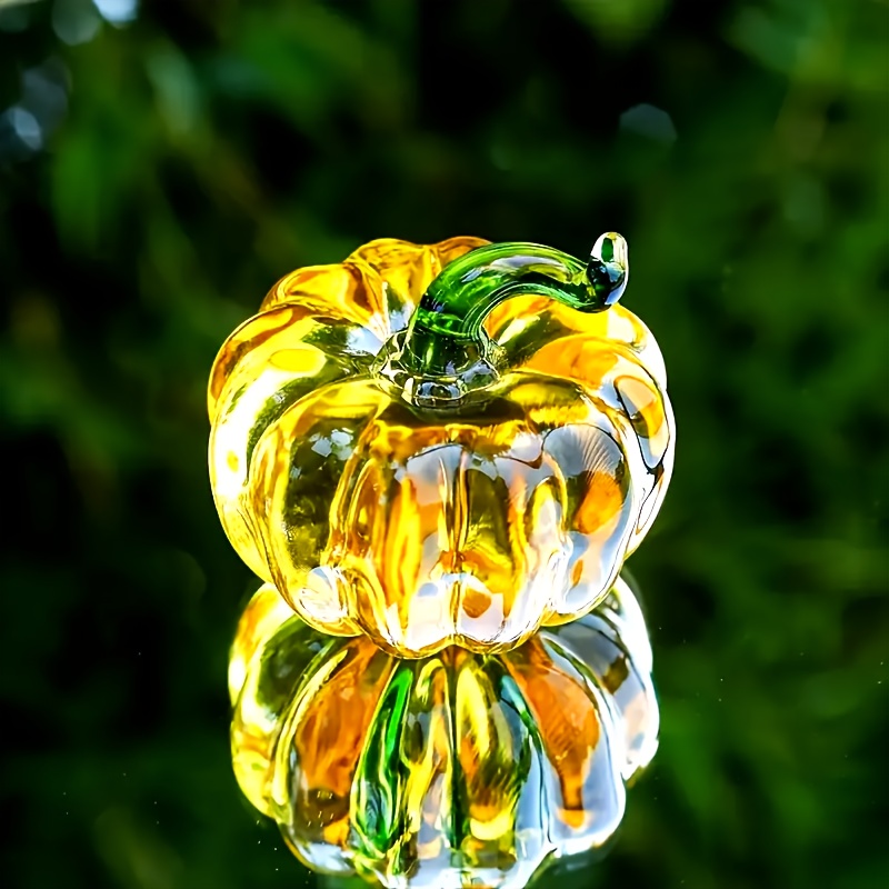 

Yellow Glass Pumpkin Ornament, Elegant Crystal Decor For Home, Office, Festive Celebrations, Multi-functional Glass Art Piece, Craft Tool And Supplies, Crystal And Prism Light