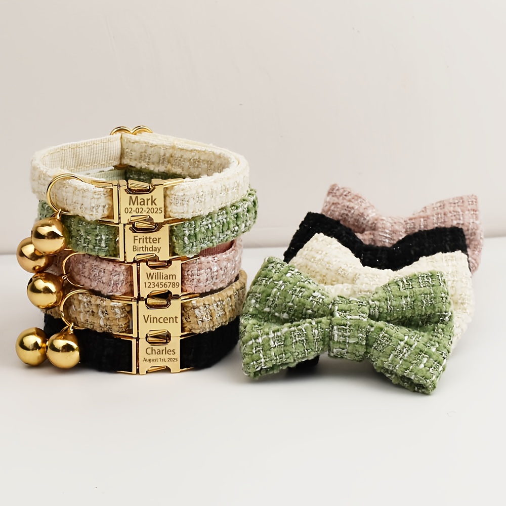 Custom Cat Collars with Bows and Bells, Adjustable Design