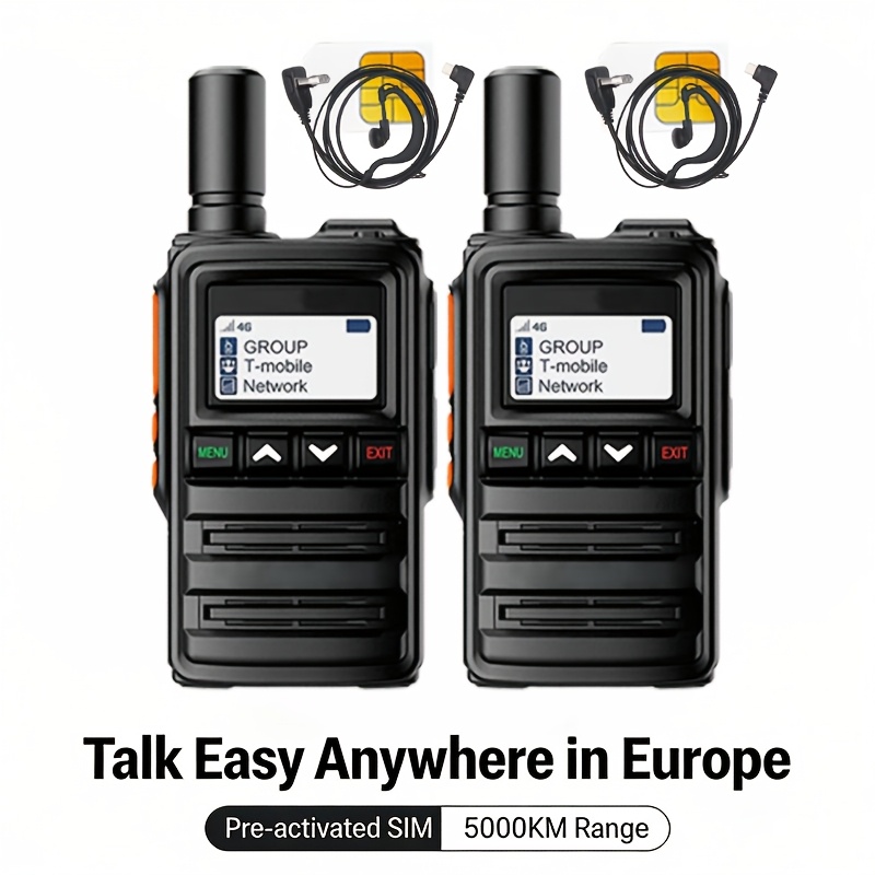 Image of [2 Units] European Fast 4g Intercom | 5000km Long Distance Intercom | Pre-installed Sim Card, Boot | | Suitable For Family And Team Use (package Includes Earphones)