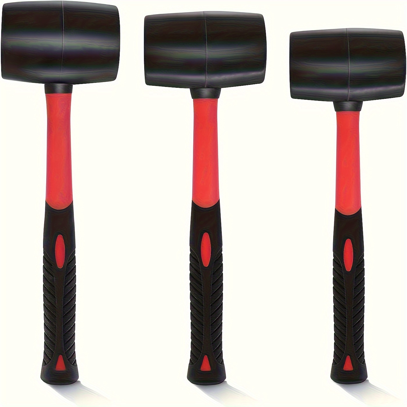 

3-piece Rubber Hammer Set Double-faced Soft Mallet Non-slip Handle Durable Solid Mallet Multiple Colors Mallet Hammer (8, 16, 32 Ounce)