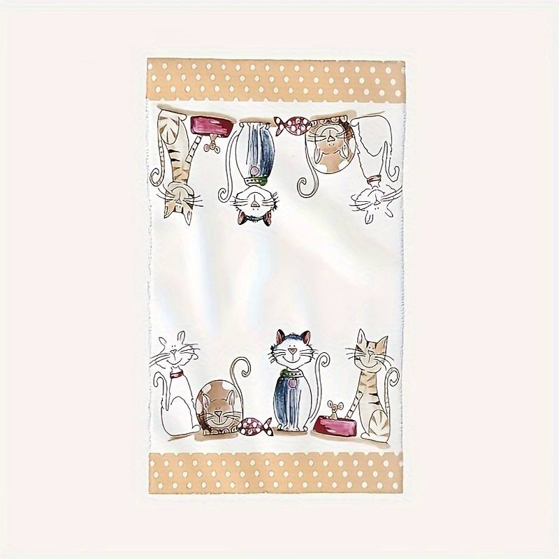 

Cat- Decorative Towels - 1pc Polyester Dish Cloth Set, Tea Towel , , , 18x26