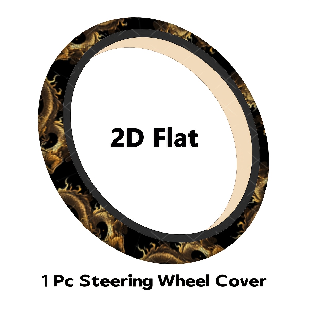 TEMU 1pc Golden-dragon Steering Wheel Cover, Mysterious Style, Universal Fit For Suvs & Cars-all Season Use, Long-lasting Durable, Anti-slip &