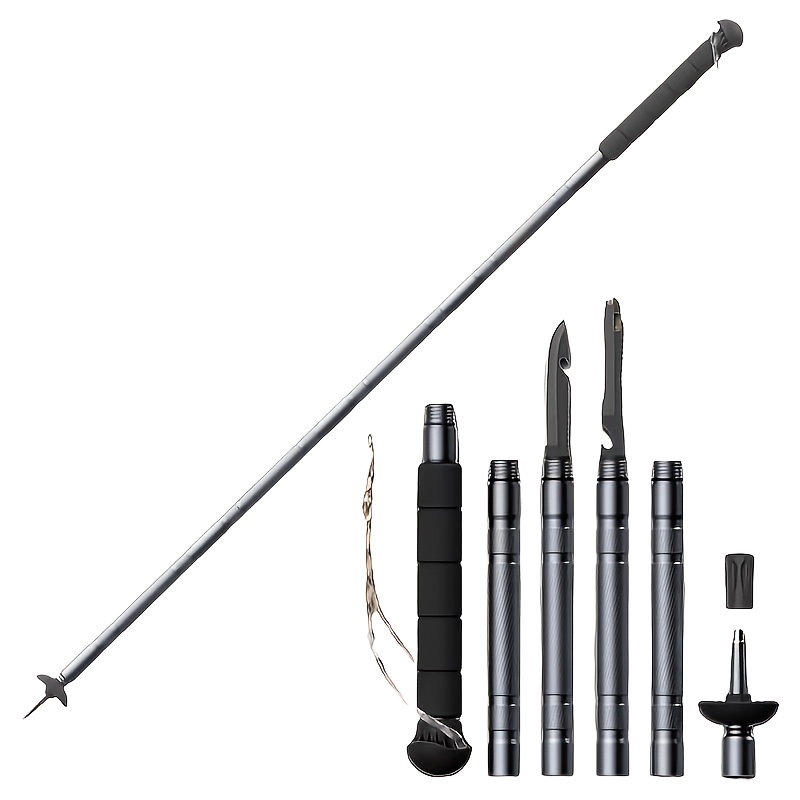 TEMU Multifunctional Trekking Poles, Aluminum Alloy Outdoor Trekking Poles, With Multifunctional Outdoor Tools And Additions, Collapsible Telescopic
