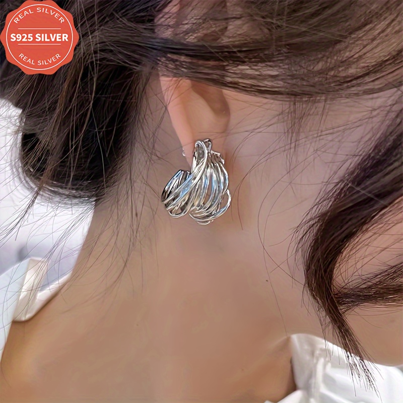 

925 Low Allergy Retro High-end Hollow Earrings Heavy Winding Mosquito Coil Plate Ear Clip Suitable For All Gift To Women's Gifts Anti-oxidation