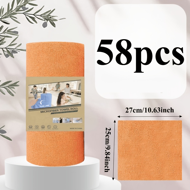 TEMU 58pcs Extra Large Roll-up Dish Towels, Tear-off Microfiber Towels, Kitchen Towels, Tea Towels For Convenient Use, Reusable, Washable, No , Super