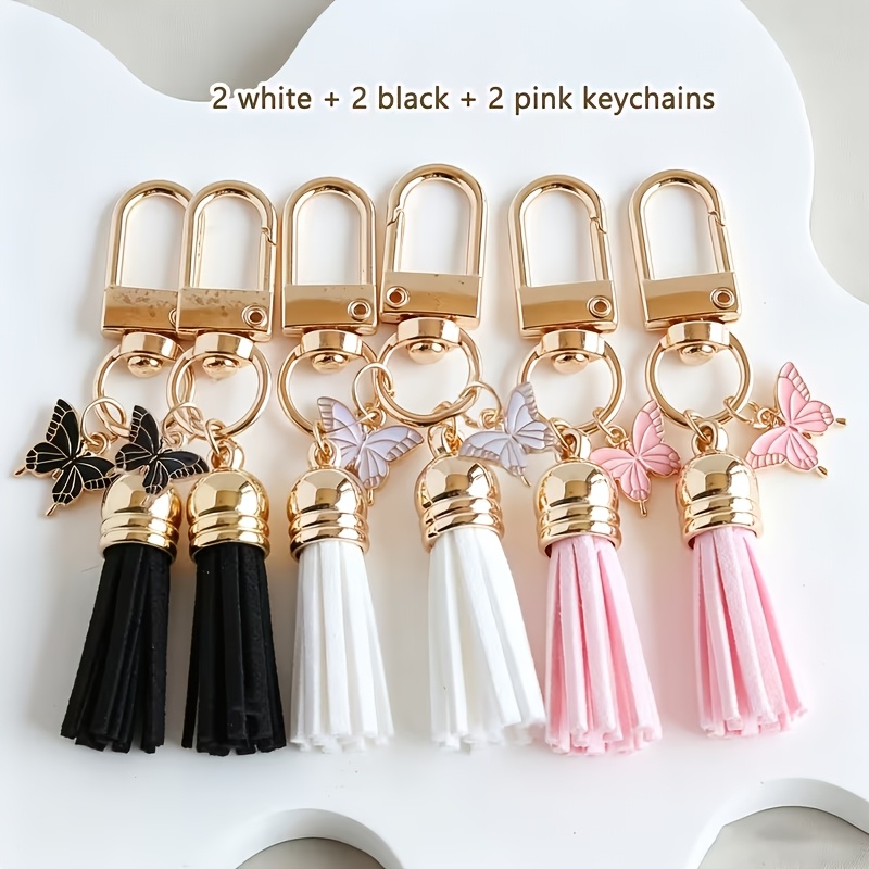 TEMU Set da 6 pezzi di ciondoli a con nappe per borse e portachiavi da donna, materiale in metallo e nappe, , , rosa, multicolore. per decorazione di