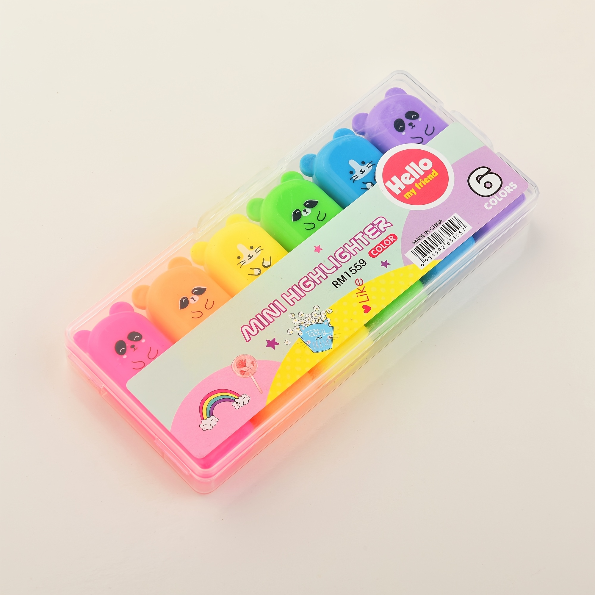 Adorable Mini Bear Highlighters, Smooth Writing Multicolor Fluorescent Pen Set For Writing, Drawing, Office & Study Gift