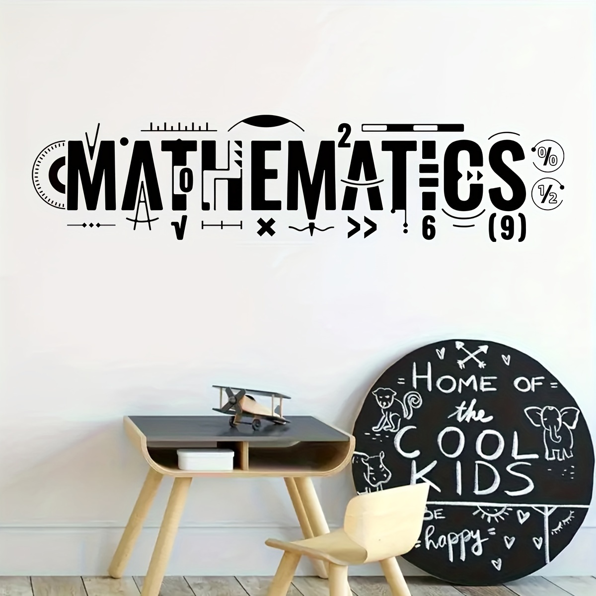 

[popular ] Contemporary Black "math" Wall Decal With Math Symbols - Removable Pvc Sticker, Semi-matte For Classroom, , Library, Hallway & Desk Decor, Math Classroom Decor, Bedside Decoration, Stickers