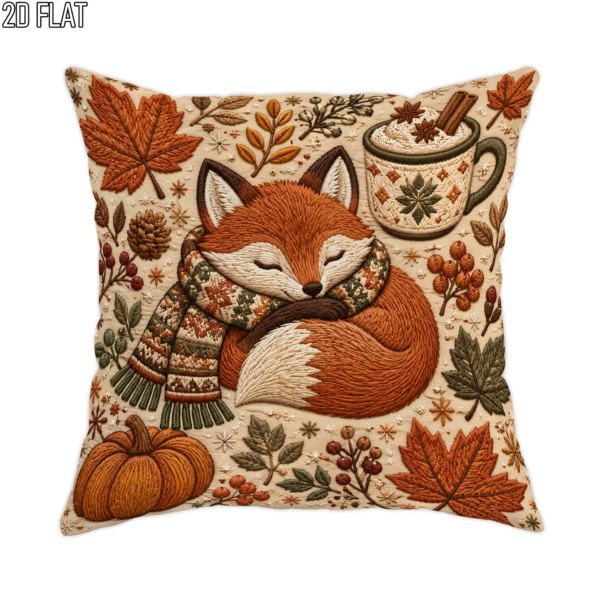 TEMU 1pc Fox Pillowcase, Orange Cushion Cover With Single-sided Print, Pillow Insert Not Included, Suitable For Living Room, Bedroom, Sofa, Bed