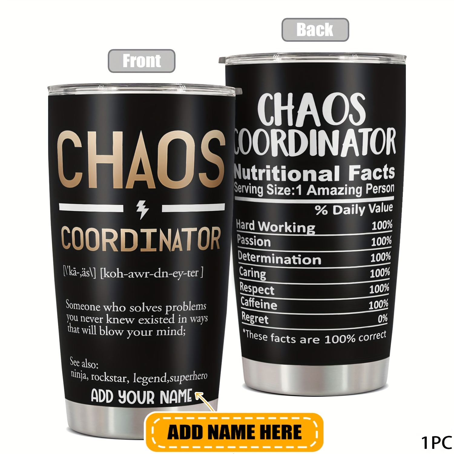 

Custom Name 20oz - Perfect Coordinator Gift, Funny Print Travel Mug With Lid, Reusable & Bpa-free, Ideal For Birthdays,