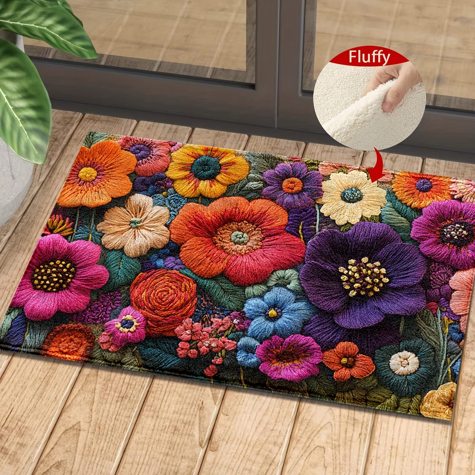 

1pc, 3d Pattern, Mat, Long Decor, Bath Rug, Mat, Absorbent & -, Decor, For Bedroom, Bathroom, , Entryway, & Use, , , Rectangular, Knitted (including & Woolen ), , Tpr Backing, 1350g/㎡, 0.7cm