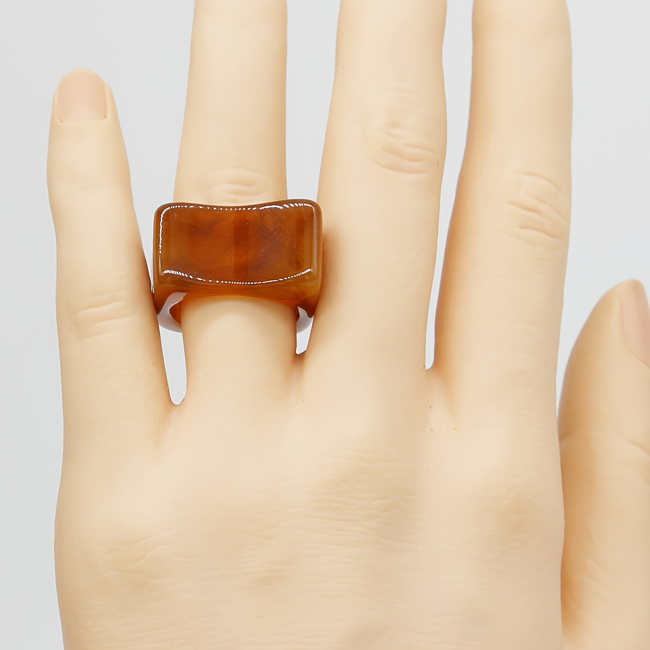 Stylish Minimalist Artistic Jelly Transparent Resin Round Ring
