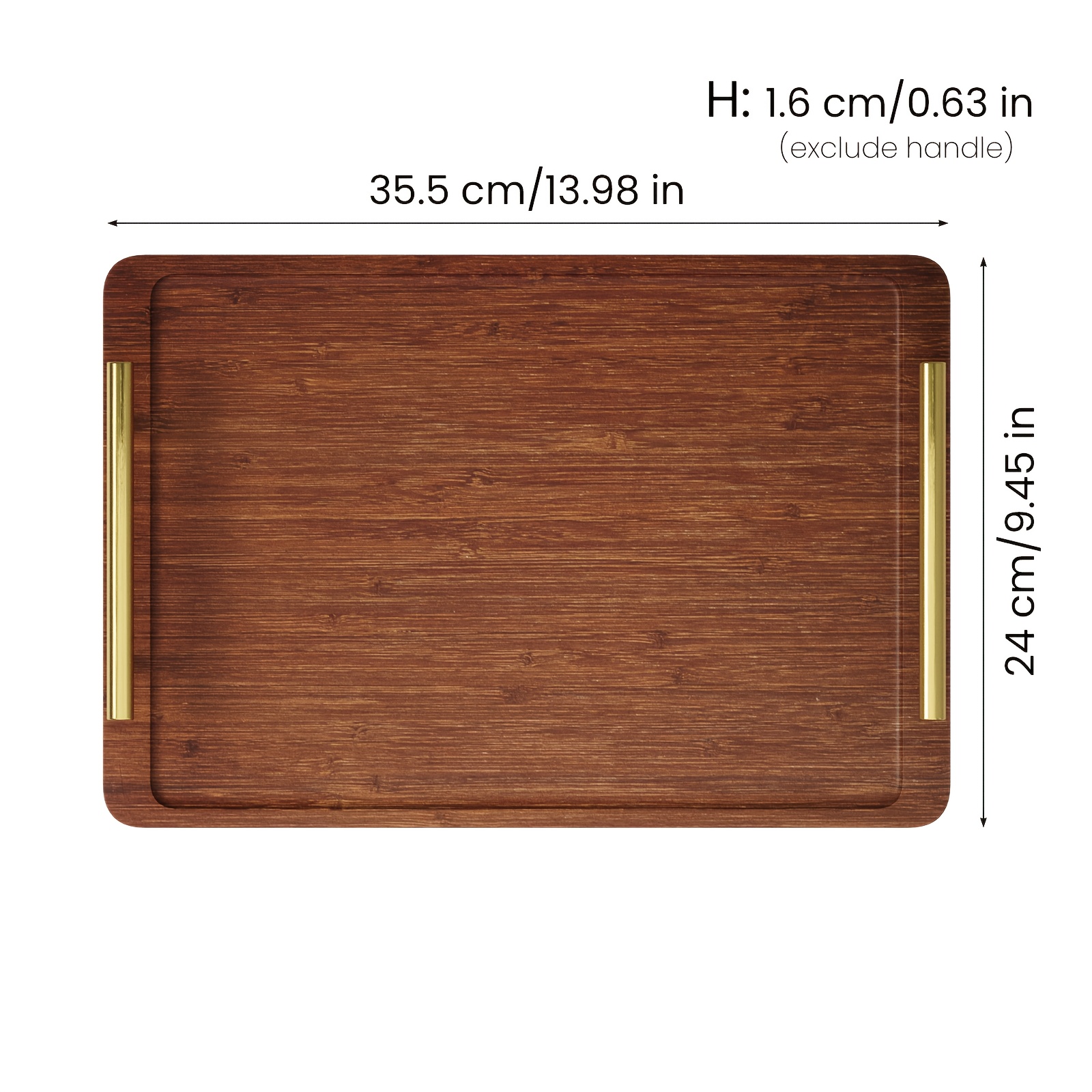 1pc/1 Set Of 3 Golden Handle Brown Tray Light Luxury Storage Bamboo Teacup Tray High-end Sense Household With Exquisite Metal Handle Tray