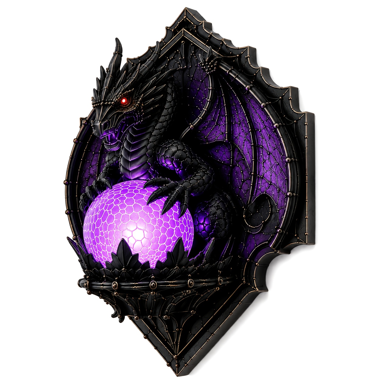 TEMU For Fantasy Dragon Wall Lamp With Purple Ambient Glow, Gothic Resin Wall Decor For Game Room, Bedroom & Man Cave, Medieval Dragon Wall Sconce,