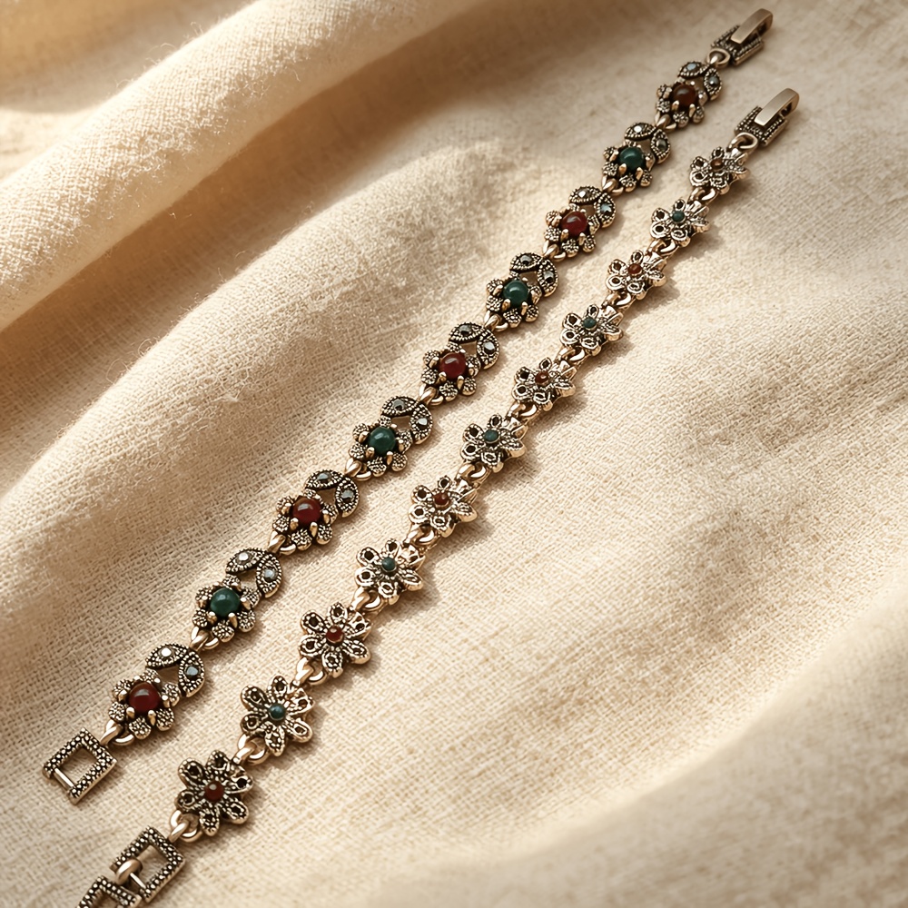 TEMU 1 Ensemble de Bracelets Vintage pour Femmes avec Floraux