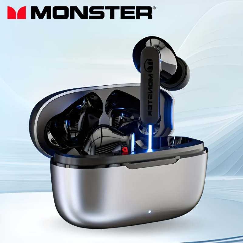TEMU Écouteurs fil Monster Wireless 5.3 -auriculaires 4 Son Contrôle Tactile Suppression du Bruit Étui USB-C Longue Autonomie Confortables pour les