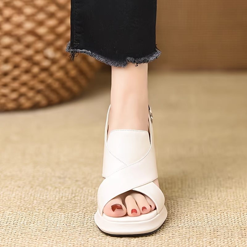 Summer New High Quality Platform Commuter Sandals for Women, Vintage Square Toe Chunky Heel Thick Sole Super Comfortable Open Toe High Heels, Women Shoes
