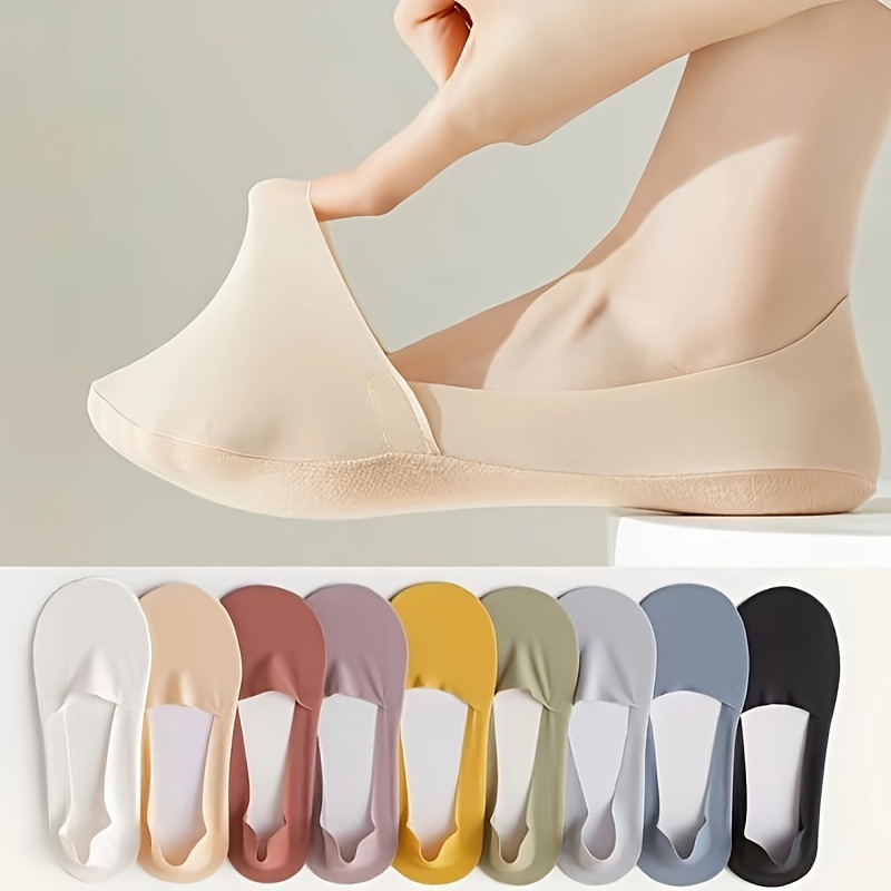 

5 Pairs Of Ice Stockings Boat Socks Summer Thin Sole Socks Shallow Mouth Invisible Socks Non-slip For Spring And Autumn