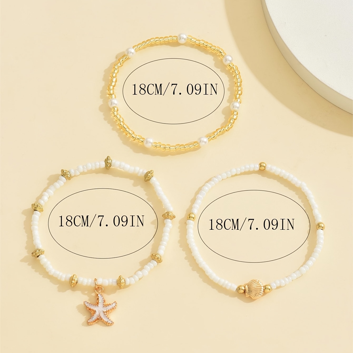 Boho Beach Jewelry Set - 4pcs Starfish Seashell Layered Necklace & Bracelet