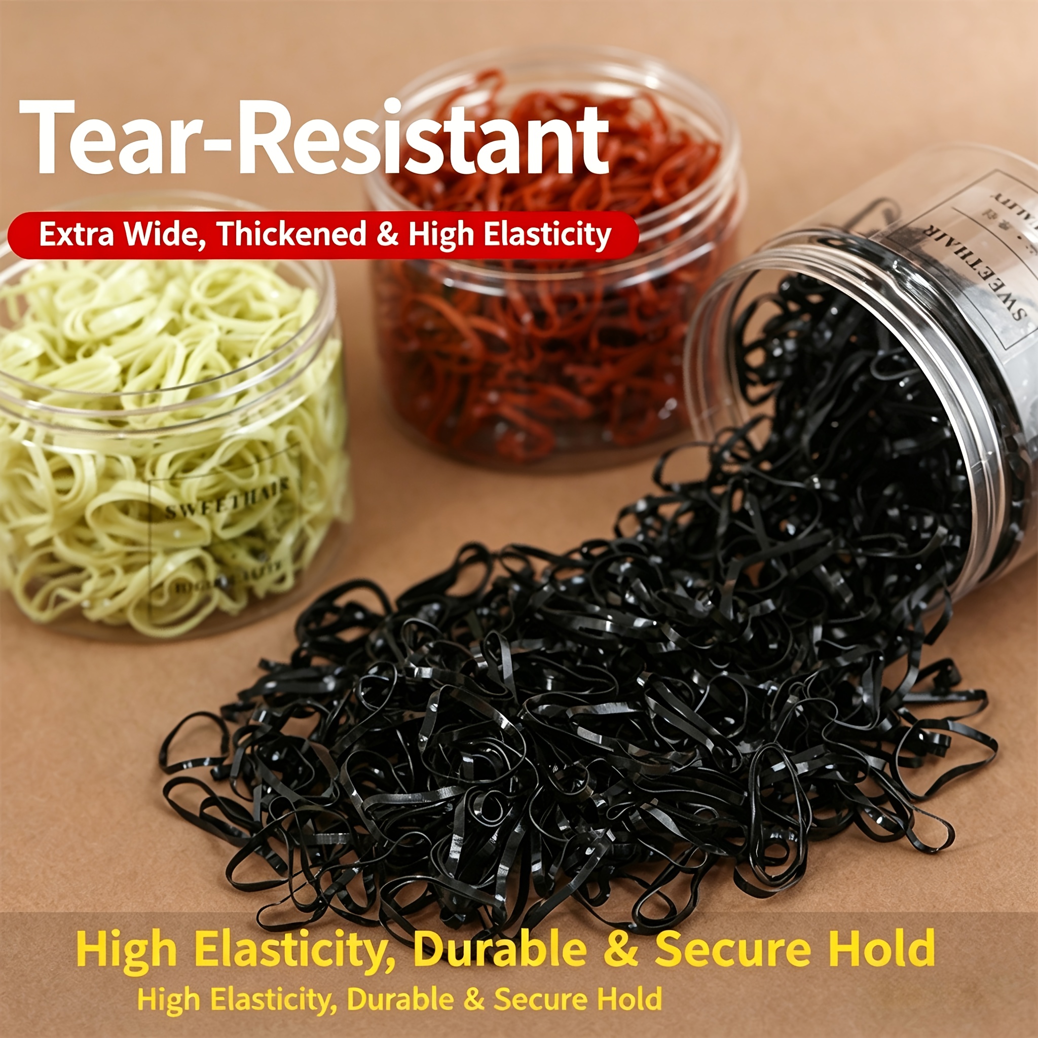 150pcs High-Elasticity Disposable Black Small Hair Ties