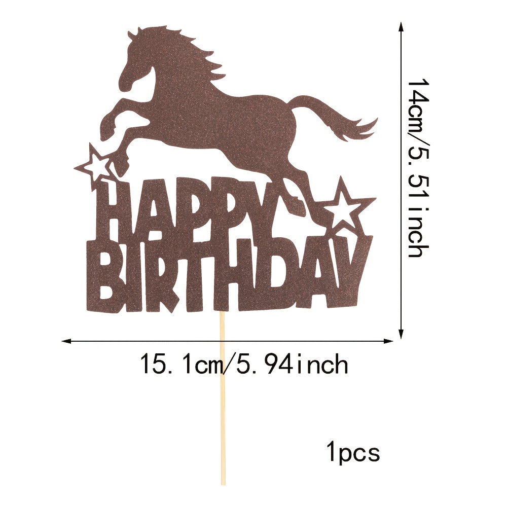1-pack Happy Birthday Horse Cake Topper, Equestrian Theme Cake Decor, Horse Birthday Party Decoration, Cake Decorating Supplies