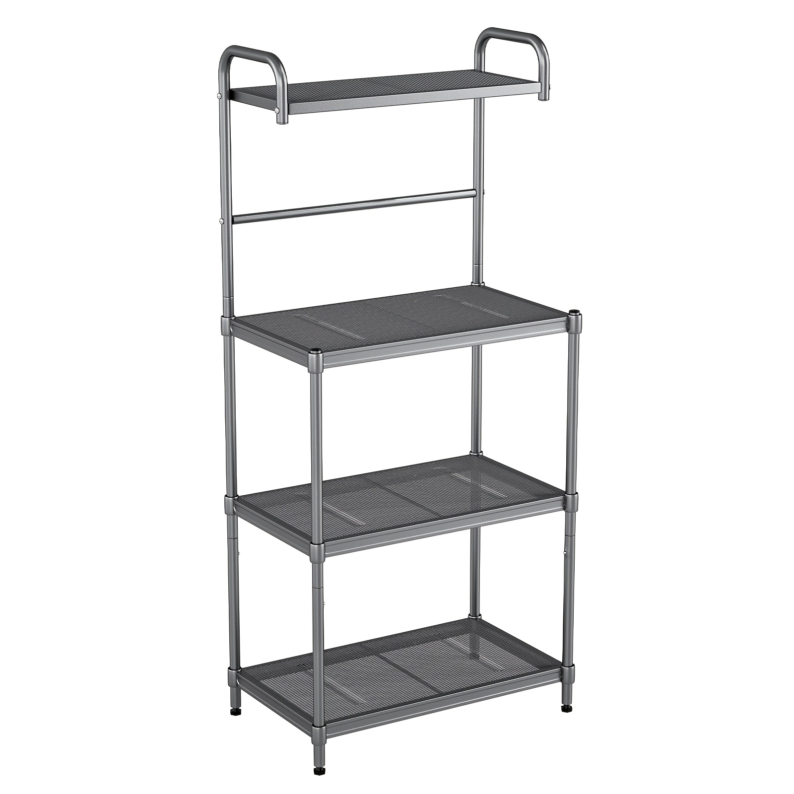 Image of 4-tier Microwave Oven Stand Storage, Sturdy Metal Construction, Large Storage Space, Microwave Rack With Mesh Wire Shelves And Adjustable Leveling Feet, Standing Shelf