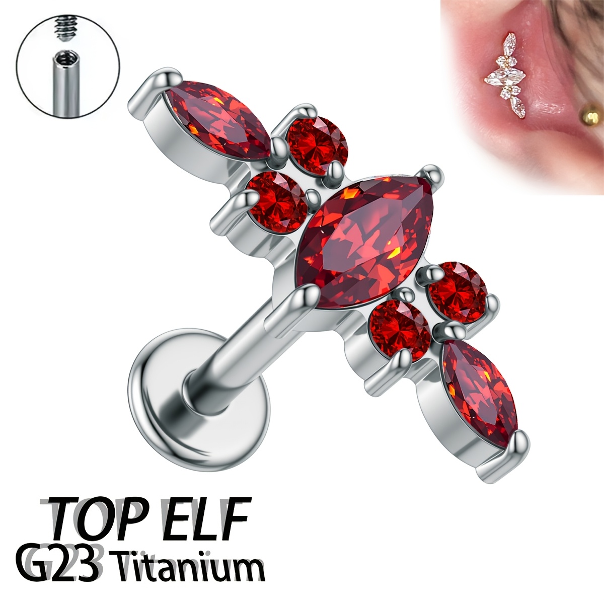 G23 ASTM316 Titanium Piercing Jewelry - Unique 6-Prong Earrings