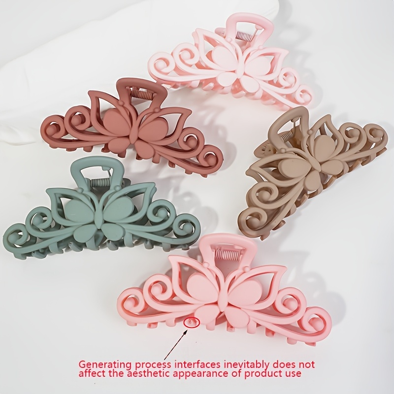 E-shop 5-teiliges Set Modische Rosa Hohlschmetterlings-Haarklammern - Mattierte Quadratische Haarklammern - Süße Bonbonfarbene Mattierte