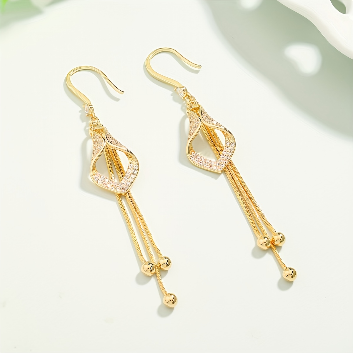 2pcs hypoallergenic nature geometric long tassel earrings simple personality womens new high end   earrings are ideal for valentines day gifts mothers day gifts   Product details 1