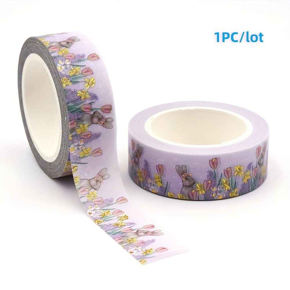 

Easter Bunny Decorative Washi Tape, 15mm X 10m, Paper-based, Non-waterproof, Ideal For Plastic , Stationery Tape For Gift Wrapping, 1pc