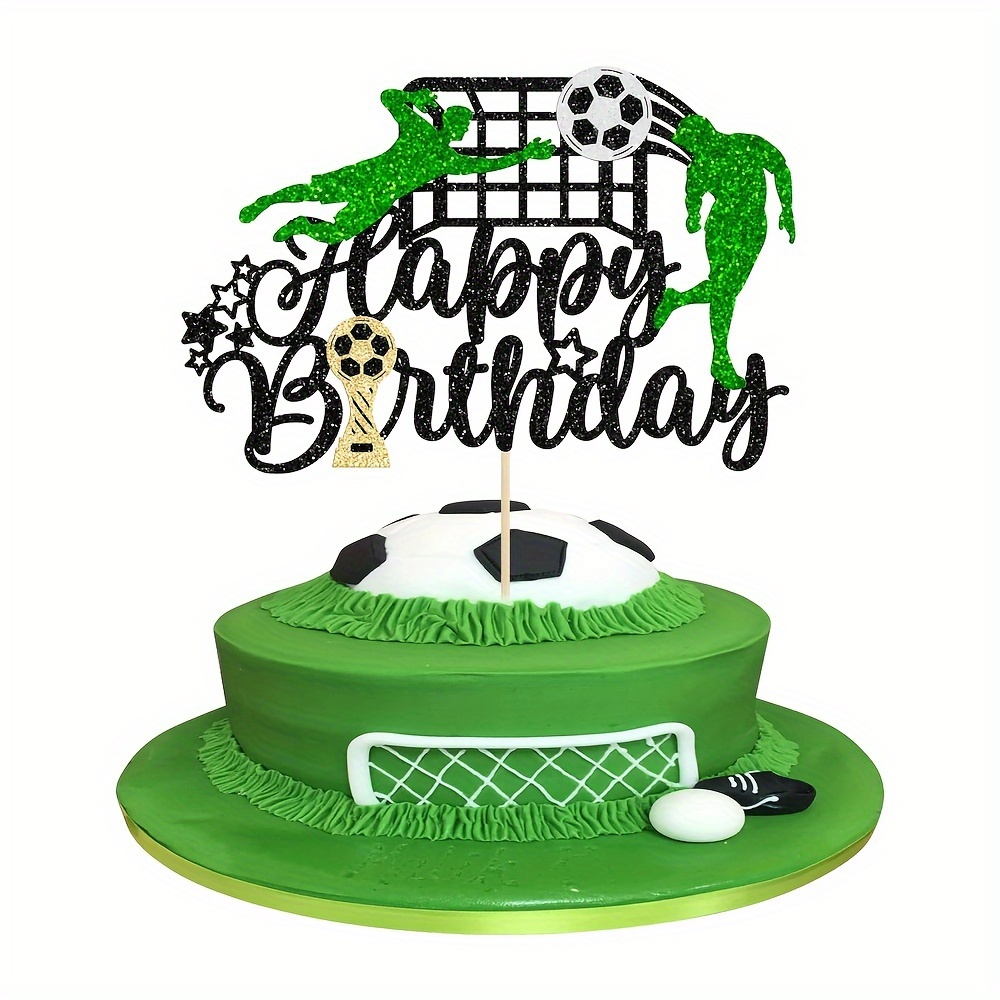 1pc A Glittery Birthday Cake Topper Featuring A Soccer Theme, Perfect For Decorating A Birthday Party For Sports Enthusiasts
