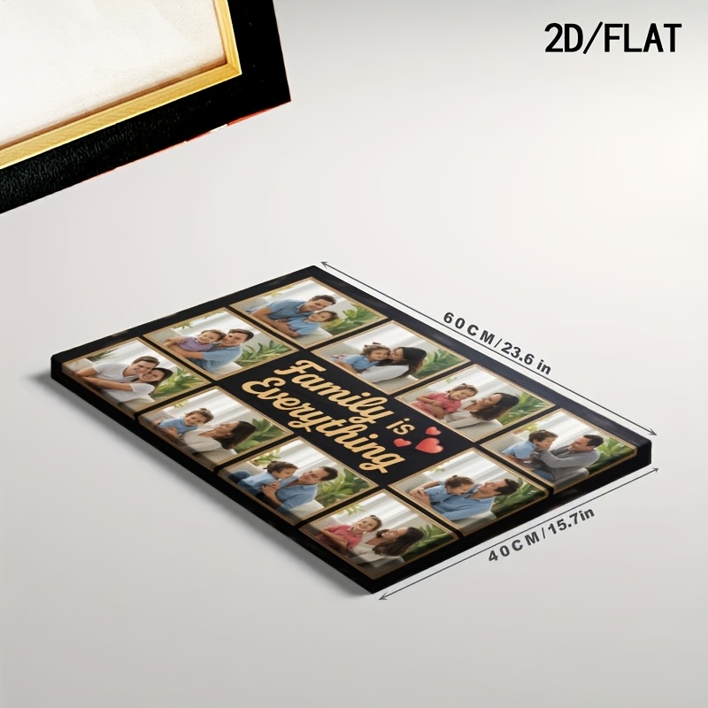 TEMU 2d Flat, 2d/flat / 1pc 2d Flat Custom Printed Painting, Multi-photo Collage "" , With Text "interpreting Family", Suitable For Home Wall Art