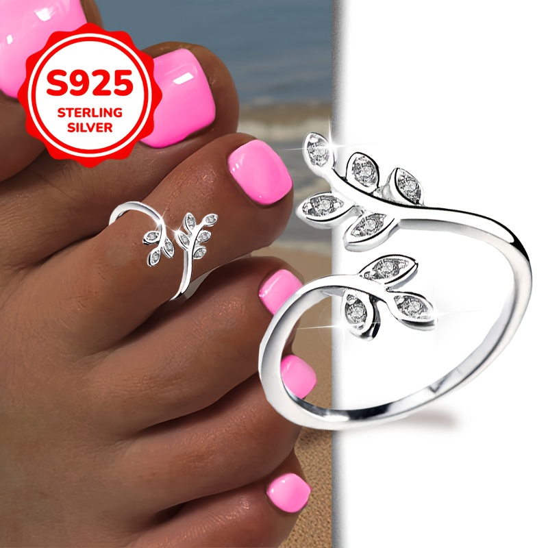 Women's Open Toe Ring with Olive Leaves Peace Symbols