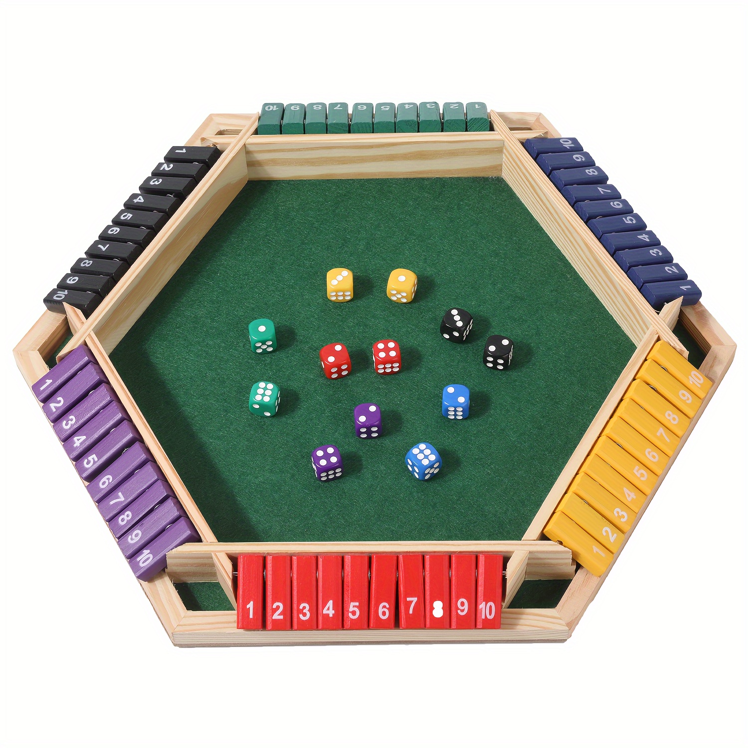 TEMU Neslgenc Wooden Box Dice Game For 1-6 People, Upgraded Desktop Board Game, Comes With 12 Dice, Travel Version Suitable For Family Entertainment,