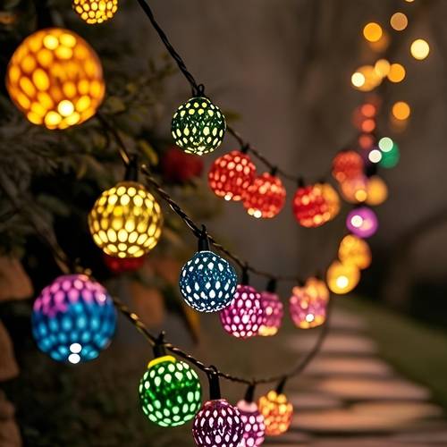 moroccan ball solar string lights 30 20 led multicolor moroccan fairy lights solar light outdoor home bedroom decor ideal for garden fence patio yard mothers day christmas party