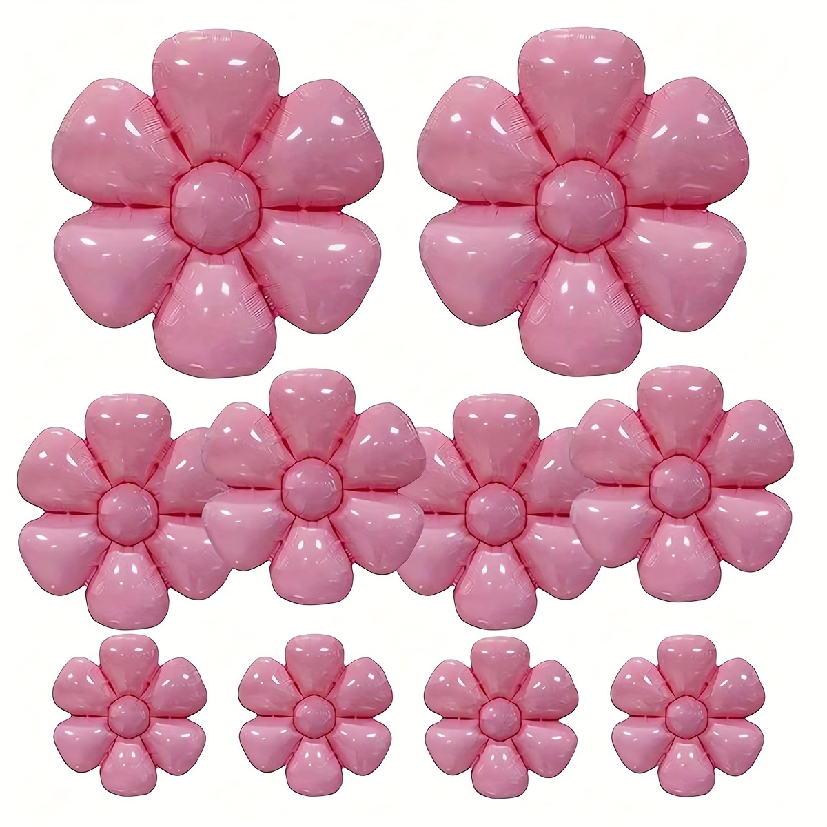 

10pcs Pink Daisy Balloons, Large Flower Foil Balloons For Birthday, Party, Wedding, Holiday Theme Party Decoration