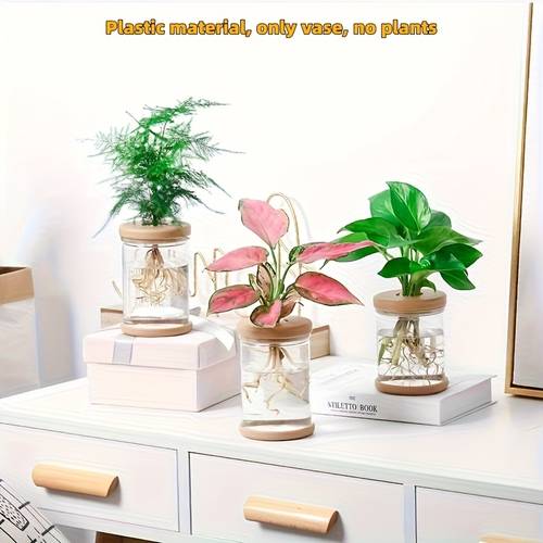 3pcs hydroponic plant vases soilless growing pots with lids durable abs plastic indoor outdoor planter for herbs succulents small plants bohemian home decor flower pots