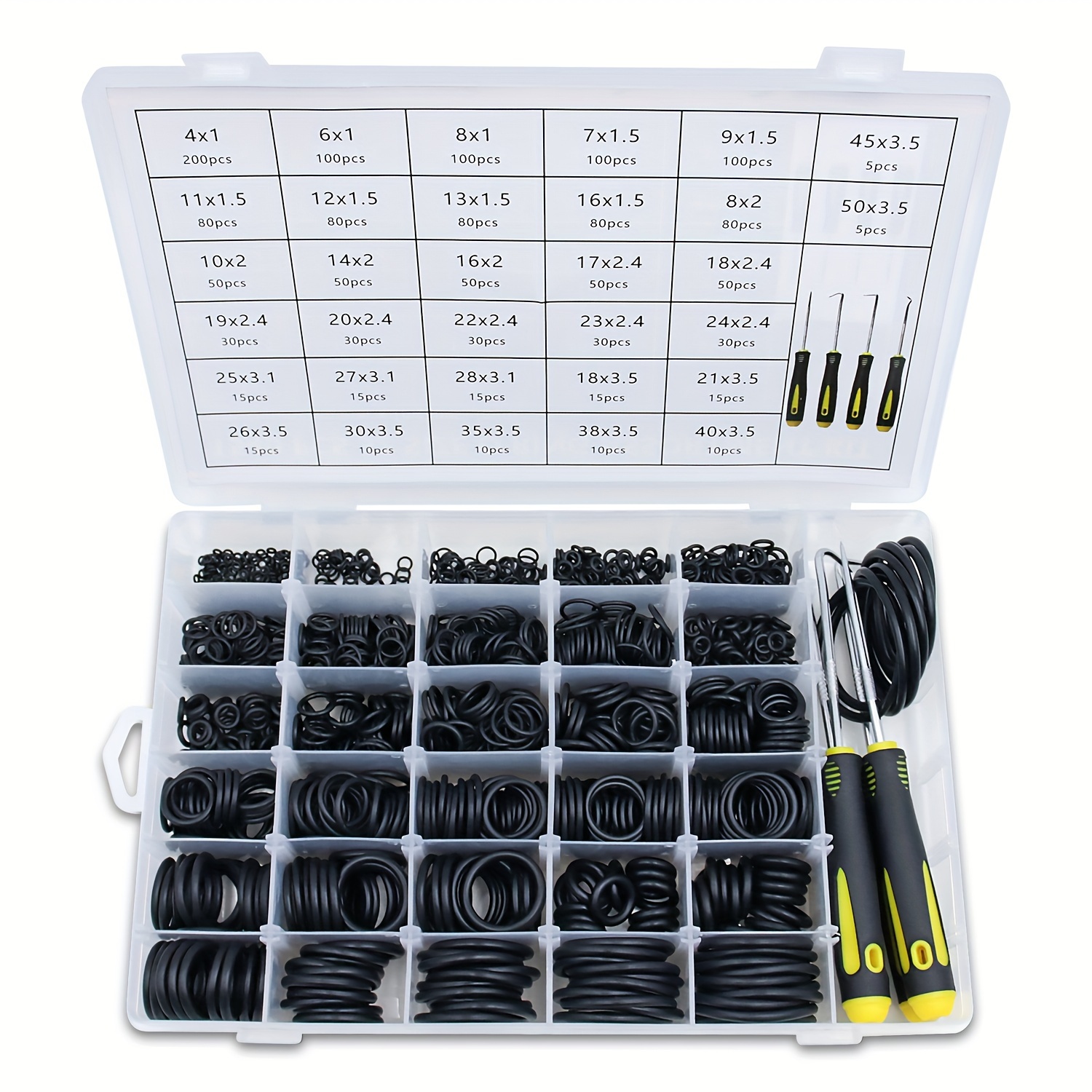 

Newshark 1540pcs O-ring Kit With 4 Screwdrivers - Rubber Gaskets For Pressure Washers, Plumbing & Gas - Oil & Heat Resistant