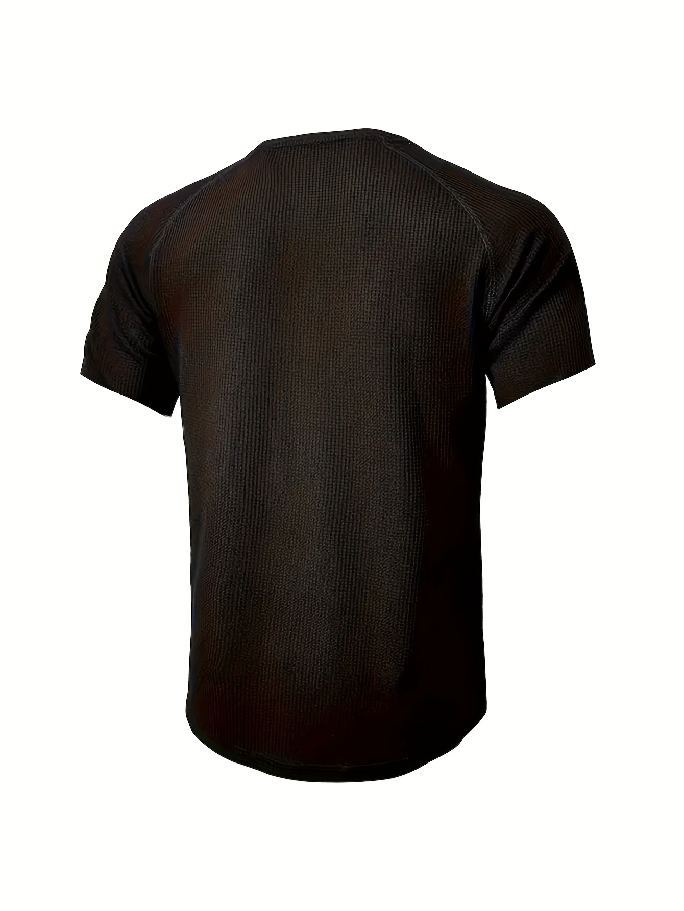 A piece ofPlus-size Men's loose solid color Henry shirt, round neck half-button short-sleeved shirt, suitable for summer outdoor activities, PLUS SIZE