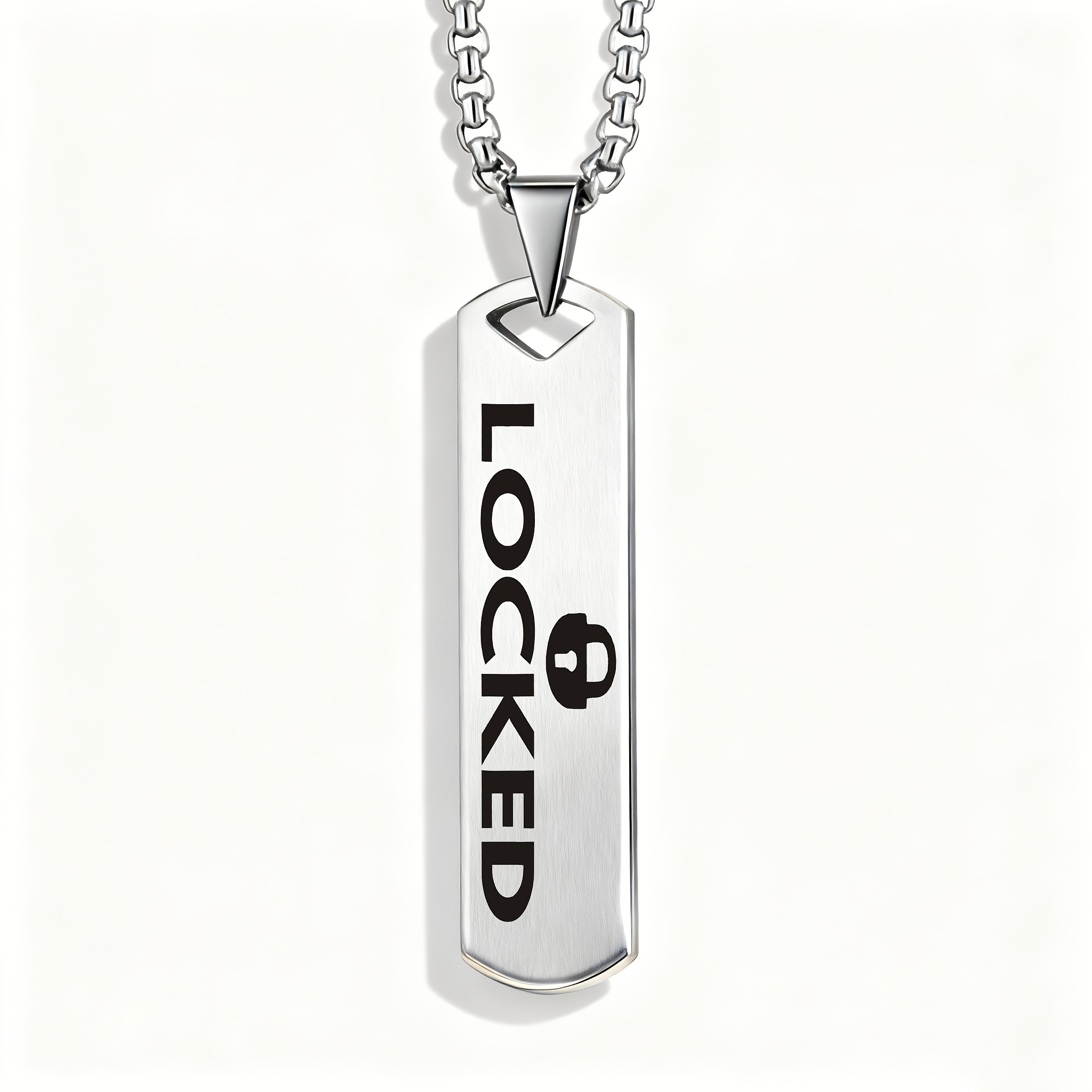 Image of "locked" Lock Pattern Stainless Steel Pendant Necklace Is A Unique Street Style Jewelry Gift, Perfect For Holidays Or Everyday Occasions To Give