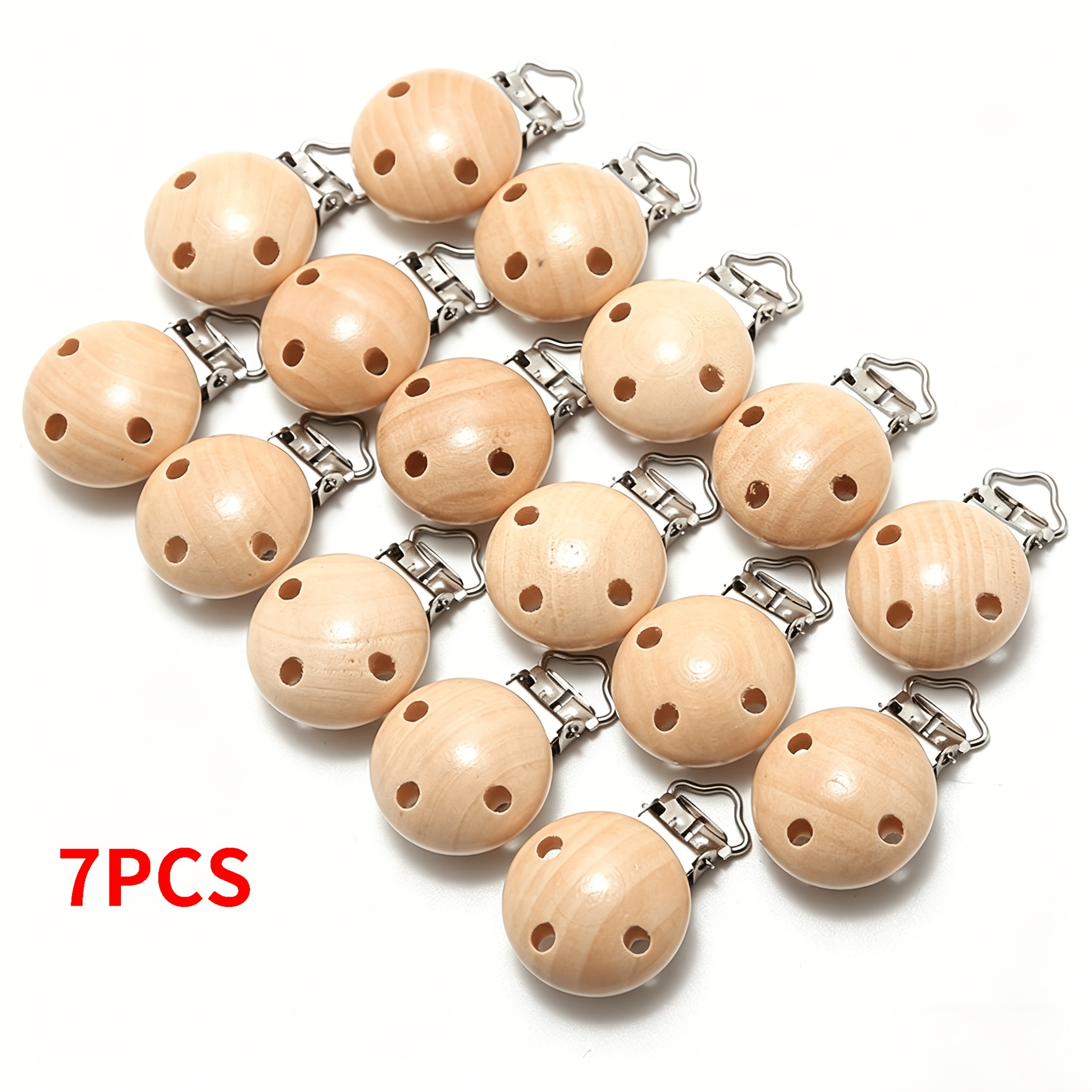 Image of 7pcs Wooden Heavy Duty Clips Compatible With Stringing Wire Ropes Fabric Jewelry Making Shoes Boots Watchband Decoration Handmade Additions Materials