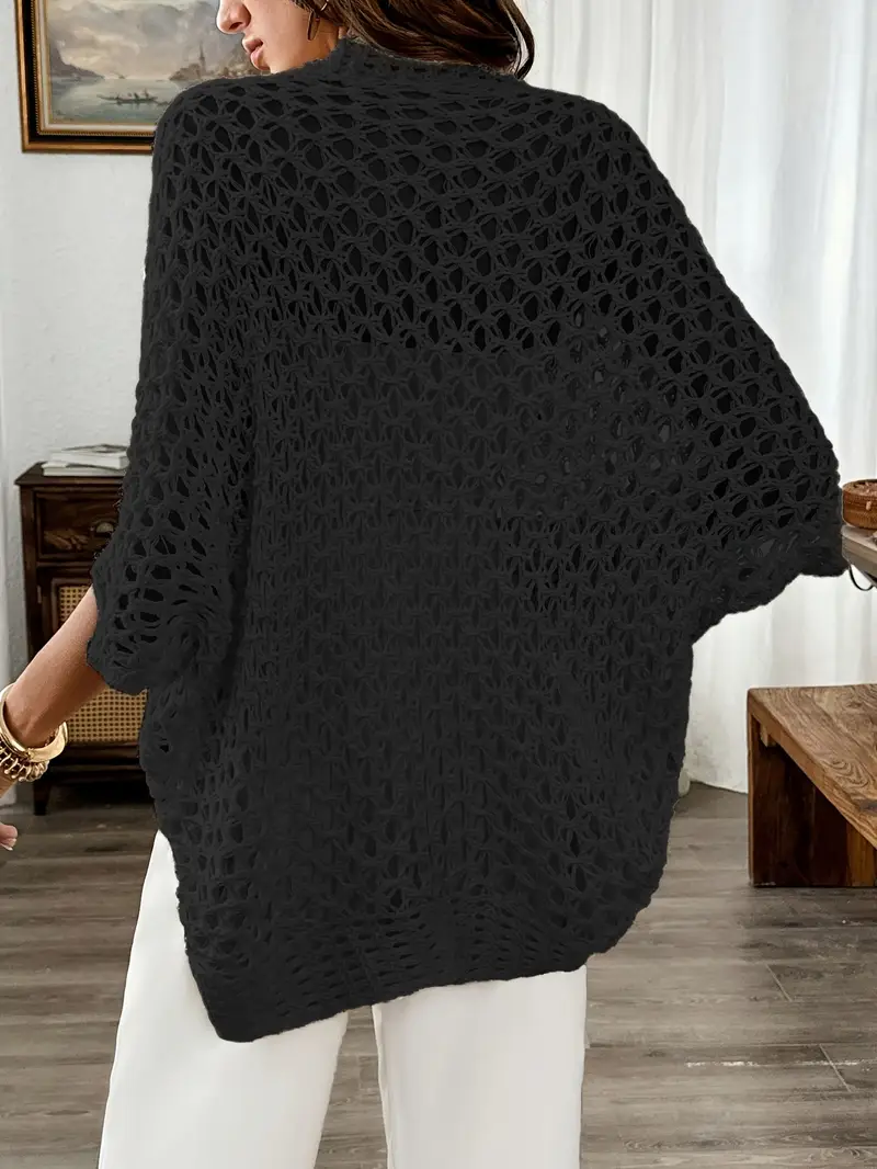 womens elegant open cardigan with batwing sleeves loose fit and lace design for spring and summer details 35